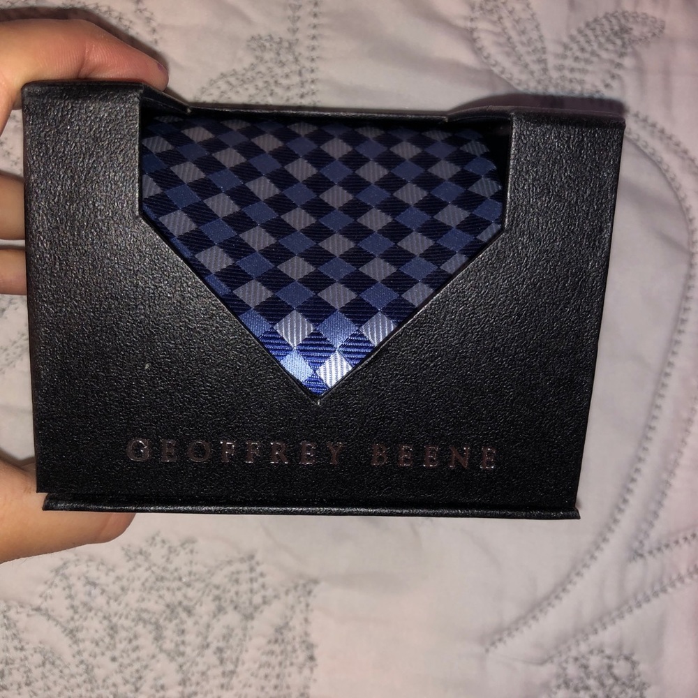 Geoffrey Beene dark blue checker tie